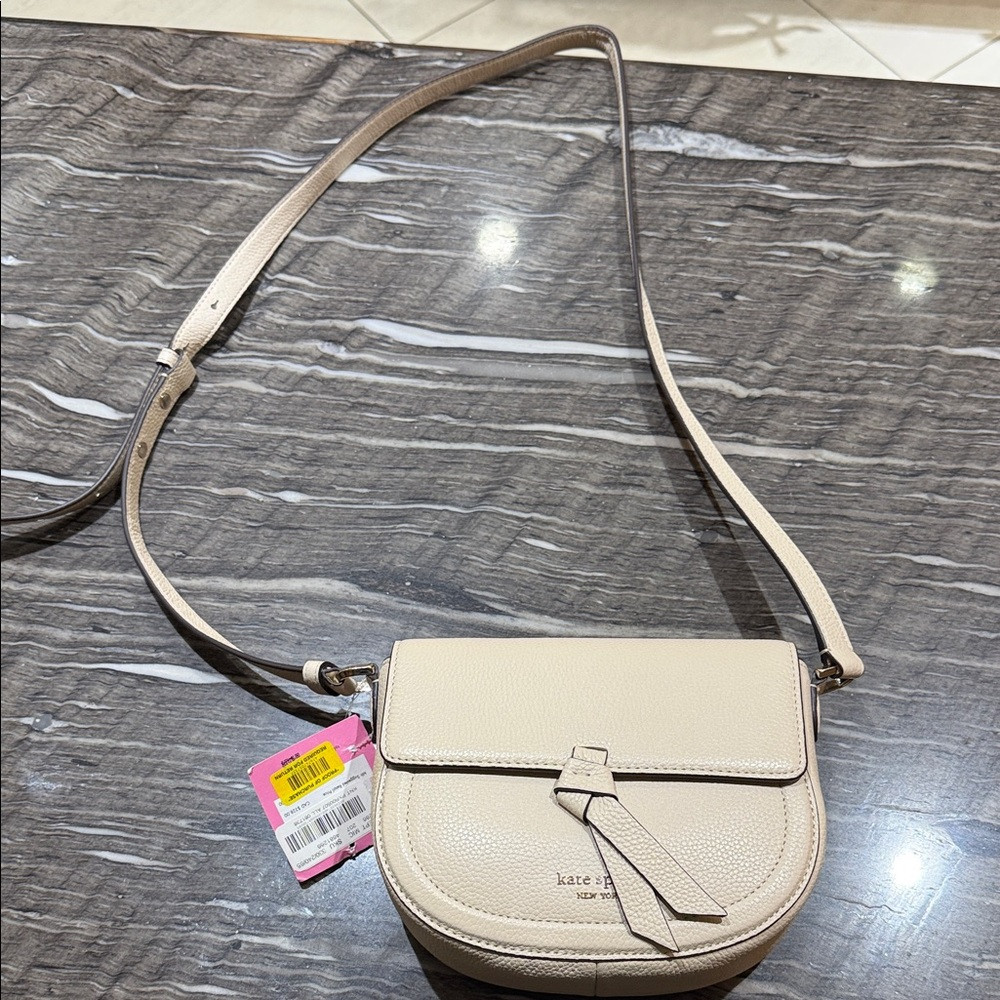 Kate Spade  Knott Medium Saddle Crossbody Bag Beige | Poshmark