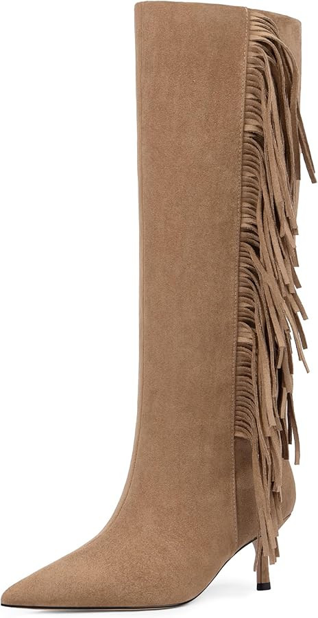 Modatope Knee High Boots Women Kitten Heels Tall Boots Pointed Toe Long Boot for Women | Amazon (US)