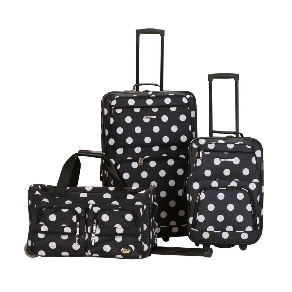 Rockland Expandable Spectra 3-Piece Softside Luggage Set, Blackdot | The Home Depot