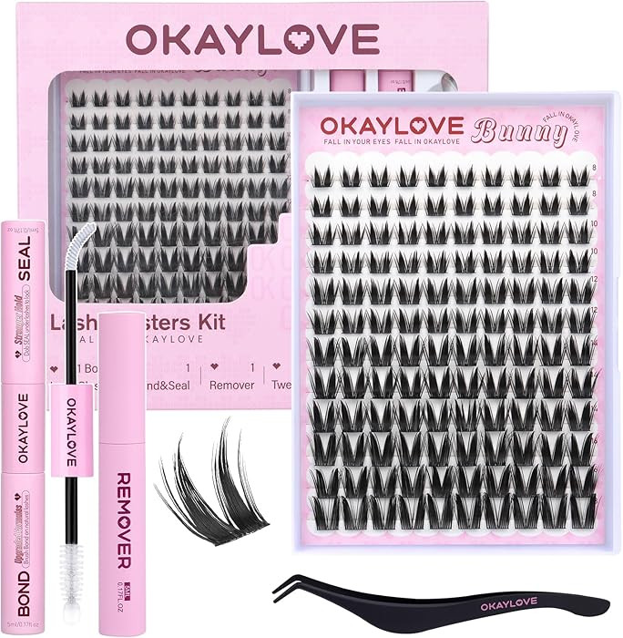 OKAYLOVE Manga Lash Clusters Kit, BUNNY 8-18mm Anime Cluster Eyelash Extensions Kit, 120pcs Fairy... | Amazon (US)
