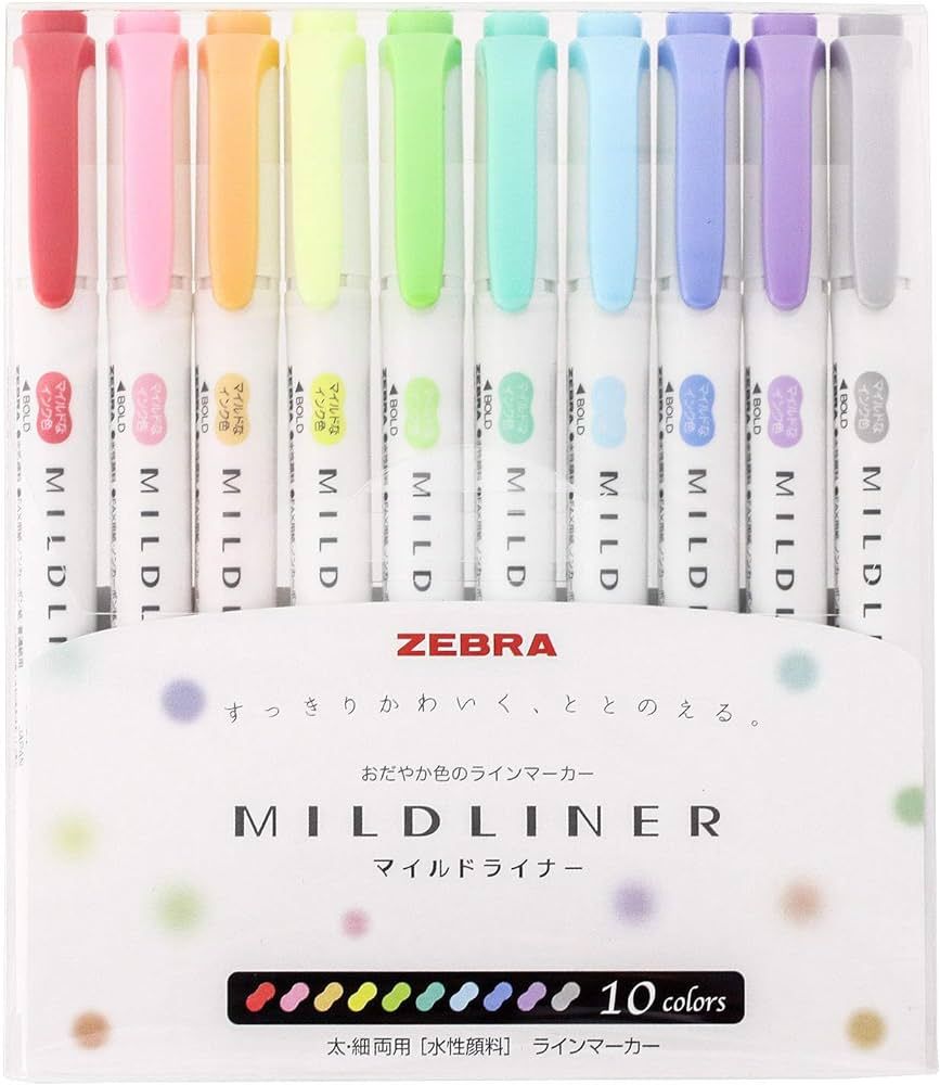 Zebra highlight pen penile mild liner 10 color set WKT7-10C | Amazon (US)