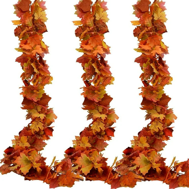 3 Pack Fall Garland Maple Leaf Garland 5.9Ft/Piece Fall Maple Leaves Garland Hanging Vine Garland... | Walmart (US)