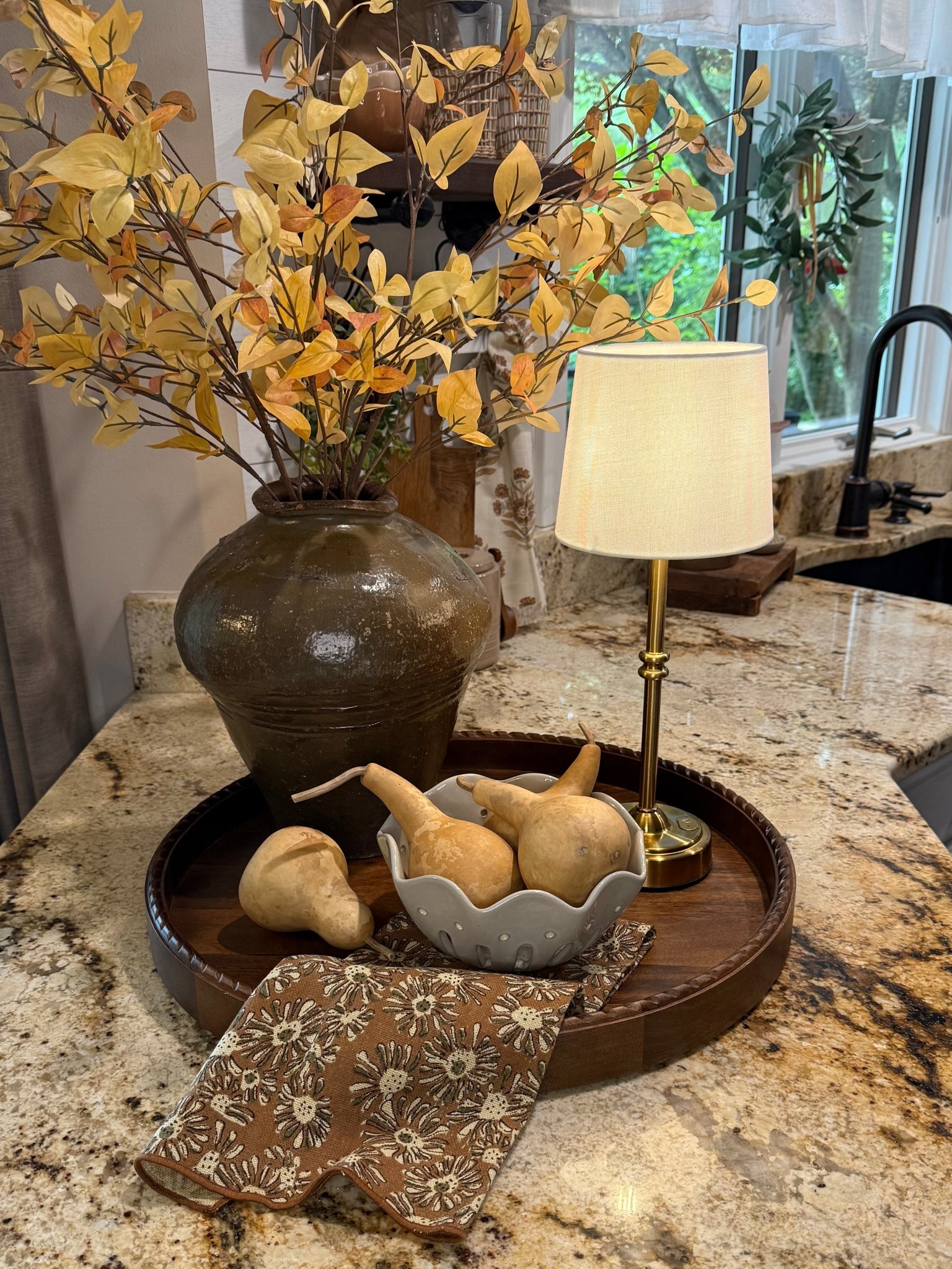 Warm tones + natural textures = instant fall kitchen feels 🍂
Follow @farmtotablecreations on Instagram for more cozy seasonal styling.
A few simple swaps brought this little fall moment to life—golden leafy stems, dried gourds, a block-printed napkin, and one of my favorite cordless lamps. Mixing old and new, soft and sculptural, for a look that feels collected and perfectly seasonal.

#fallkitchen #falldecor #seasonaldecor #neutralfall #cozystyling #kitchendecor #homedetails #collectedhome #fallstyling #autumndecor #warmtones #naturalelements #amazonhome



#LTKHome #LTKFindsUnder50 #LTKSaleAlert