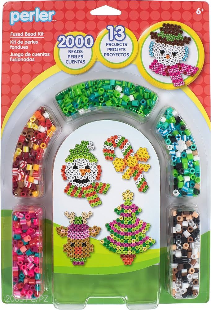 Perler Christmas Fuse Bead Craft Kit with 13 Patterns, Multicolor, Small, 2005 Piece | Amazon (US)