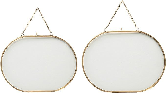 Creative Co-Op Hanging Brass & Glass Chain (Holds 5" x 7" Photo) Frame, Glass, 2 | Amazon (US)