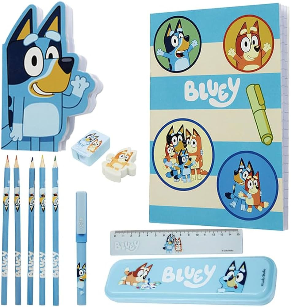 Bluey Stationery Set for Kids Notebook Colouring Pencils Pencil Case Pen Ruler Eraser Preschool N... | Amazon (US)