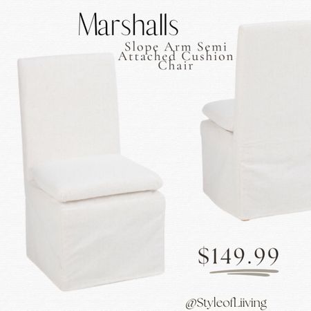Marshalls slope arm semi attached cushion dining chair linen.

#LTKHome #LTKFamily #LTKStyleTip
