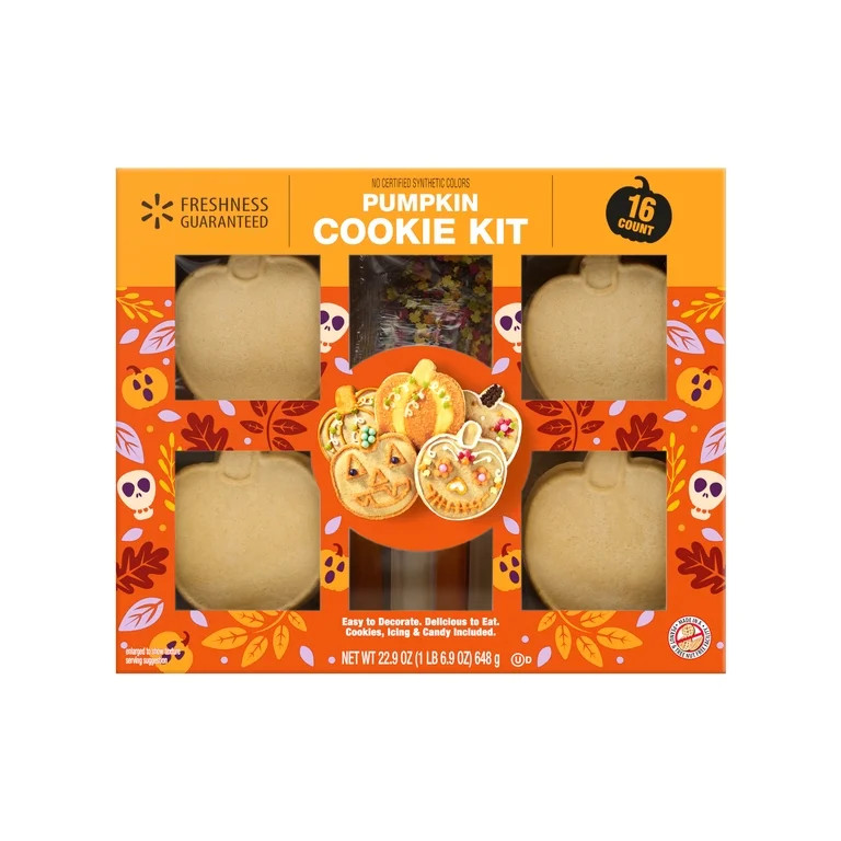 Freshness Guaranteed Pumpkin Halloween Cookie Kit, 22.9 oz, 16 Cookies | Walmart (US)