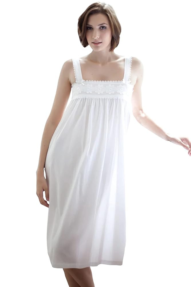 100% pure organic cotton nightgown Victorian style sleeveless sleepwear nightdress beachwear gown | Amazon (US)