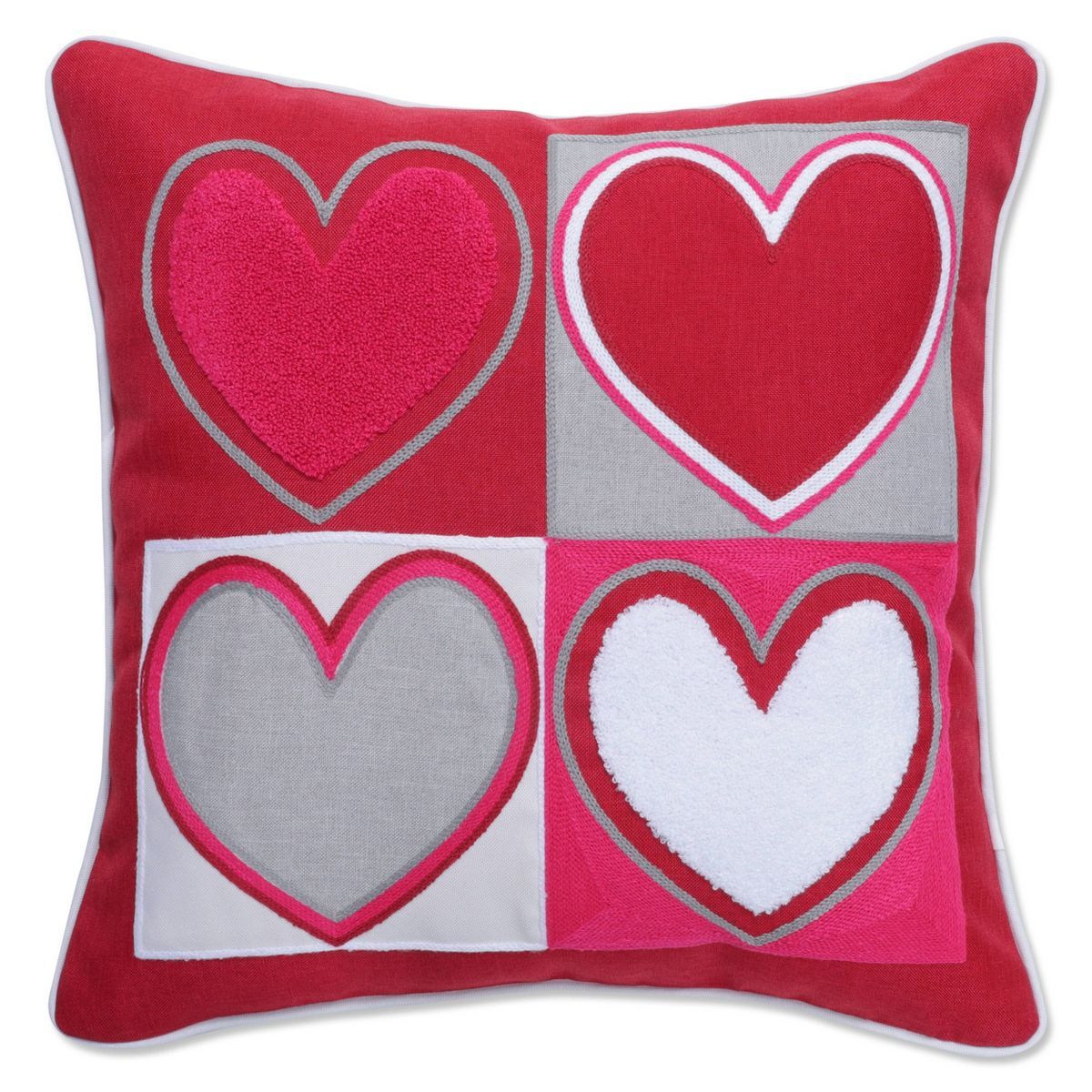 17"x17" Indoor Heartfelt Hearts Valentines Square Throw Pillow Red - Pillow Perfect | Target