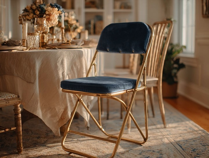 This luxury folding velvet chair is the ultimate entertaining essential—glamorous, practical, and timeless. Keep one or two for intimate dinners, or five to ten for hosting nights, without compromising your dining room aesthetic. With its plush velvet seat and elegant gold frame, it blends seamlessly with high-end dining chairs instead of looking like an afterthought.

Beyond the dining table, this piece doubles as decor—style it in a living room corner, bedroom, entryway, or even a walk-in closet. It’s functional luxury at its best: an investment chair that works hard and looks beautiful doing it. Every glamorous home needs this kind of versatility.

#luxuryhomedecor #foldingchair #velvetchair #diningroomdecor #entertainingathome #glamoroushome #goldaccents #statementfurniture #extraSeating #hostingathome #interiorinspo #modernluxury #timelessdecor #designerlook #homeessentials 

 #LTKHome
