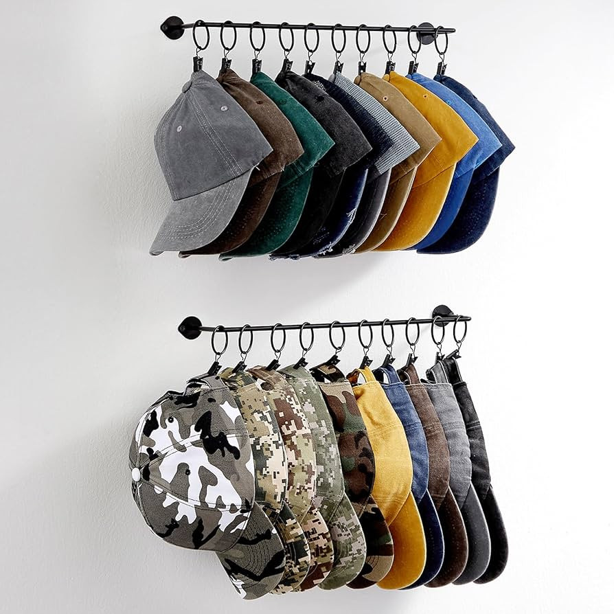 Viklluyr Hat Rack for Baseball Cap Hat Storage with 20 Hooks - Modern Metal Hat Organizer Wall Mo... | Amazon (US)