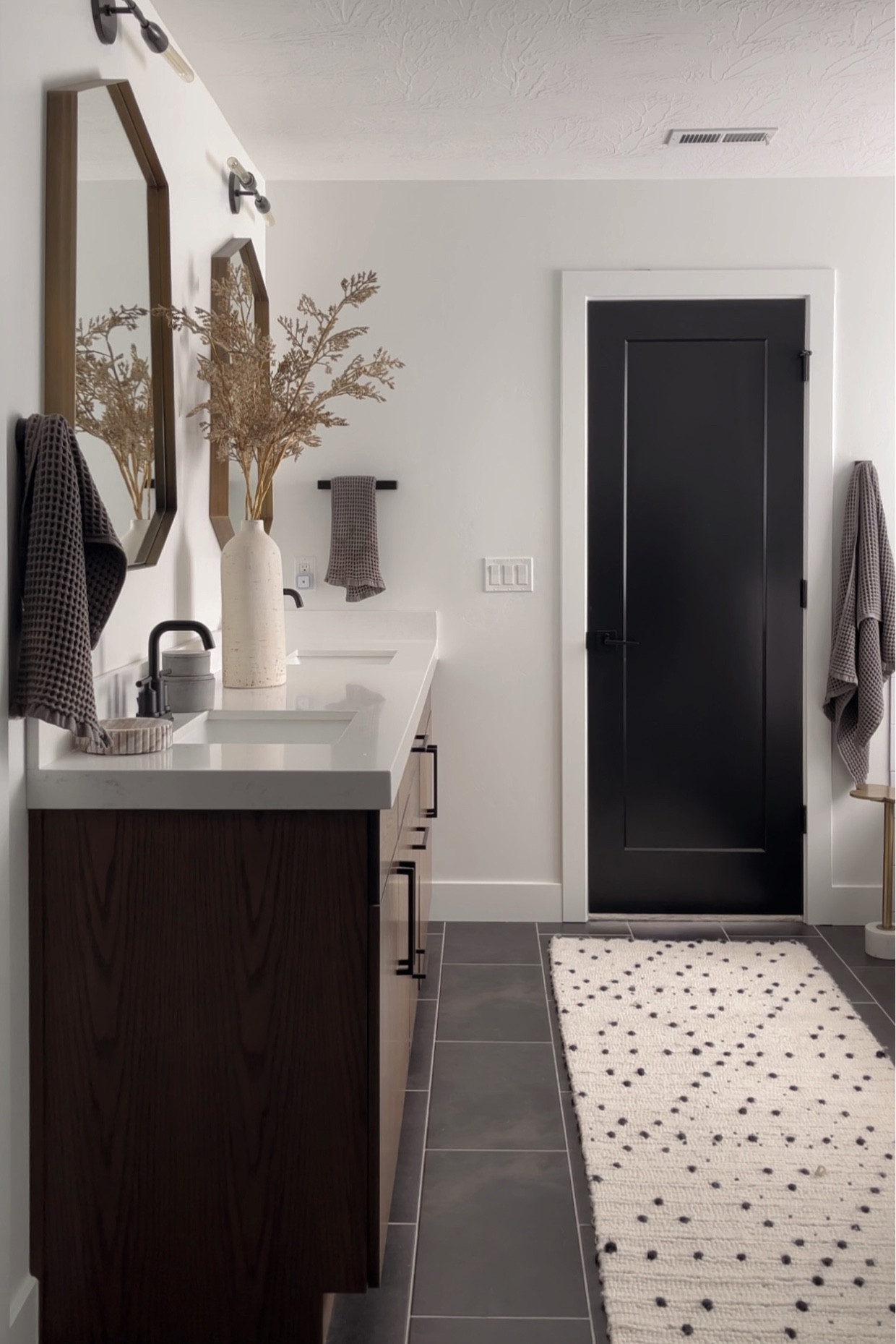 My rug runner and mirrors were from CB2, but are no longer available! I linked some similar things to those as well as everything else you see here in our master bathroom! 

#LTKhome #LTKunder50 #LTKunder100