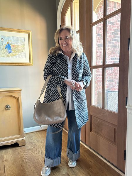 This coat just keeps on giving on cool spring days. It is the outfit maker! Talbots 40% off with code RSVP and 25% off the rest. 

Linking so fully stocked wide cuff denim! 
My blouse is a fun tunic style. Wear ties or belted or tucked! 

Banana republic Talbots spring outfits Anthropologie Sam Edelman 

#LTKsalealert #LTKmidsize #LTKover40