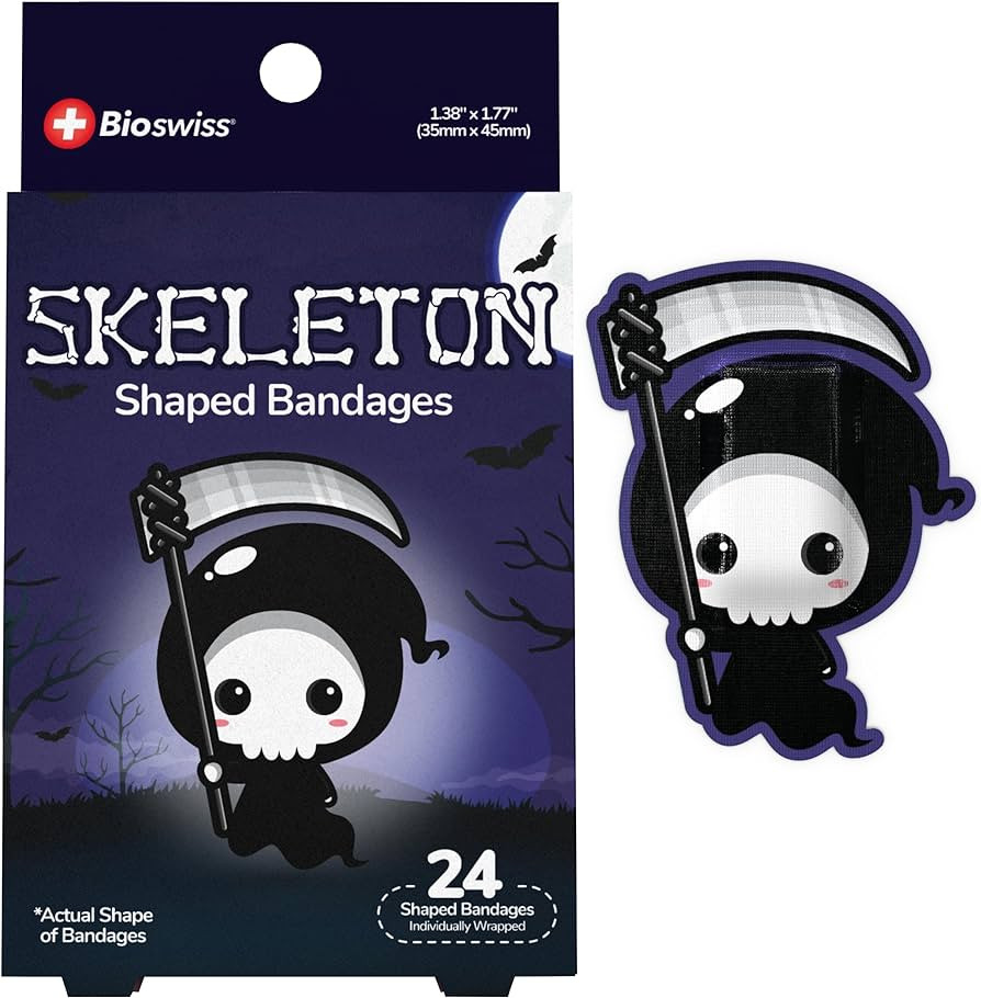 BioSwiss Bandages, Halloween Skeleton Shaped Self Adhesive Bandage, Latex Free Sterile Wound Care... | Amazon (US)
