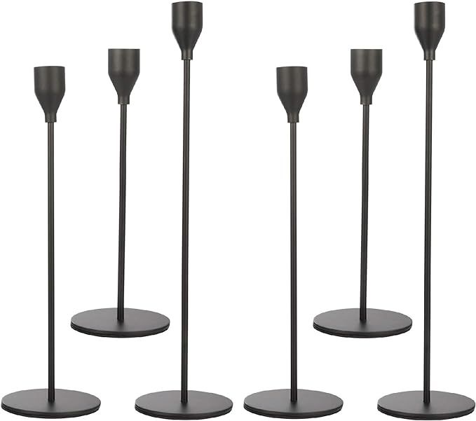 Anndason Set of 6 Black Candlestick Holders Black Candle Holder Taper Candle Holders Candle Holde... | Amazon (US)