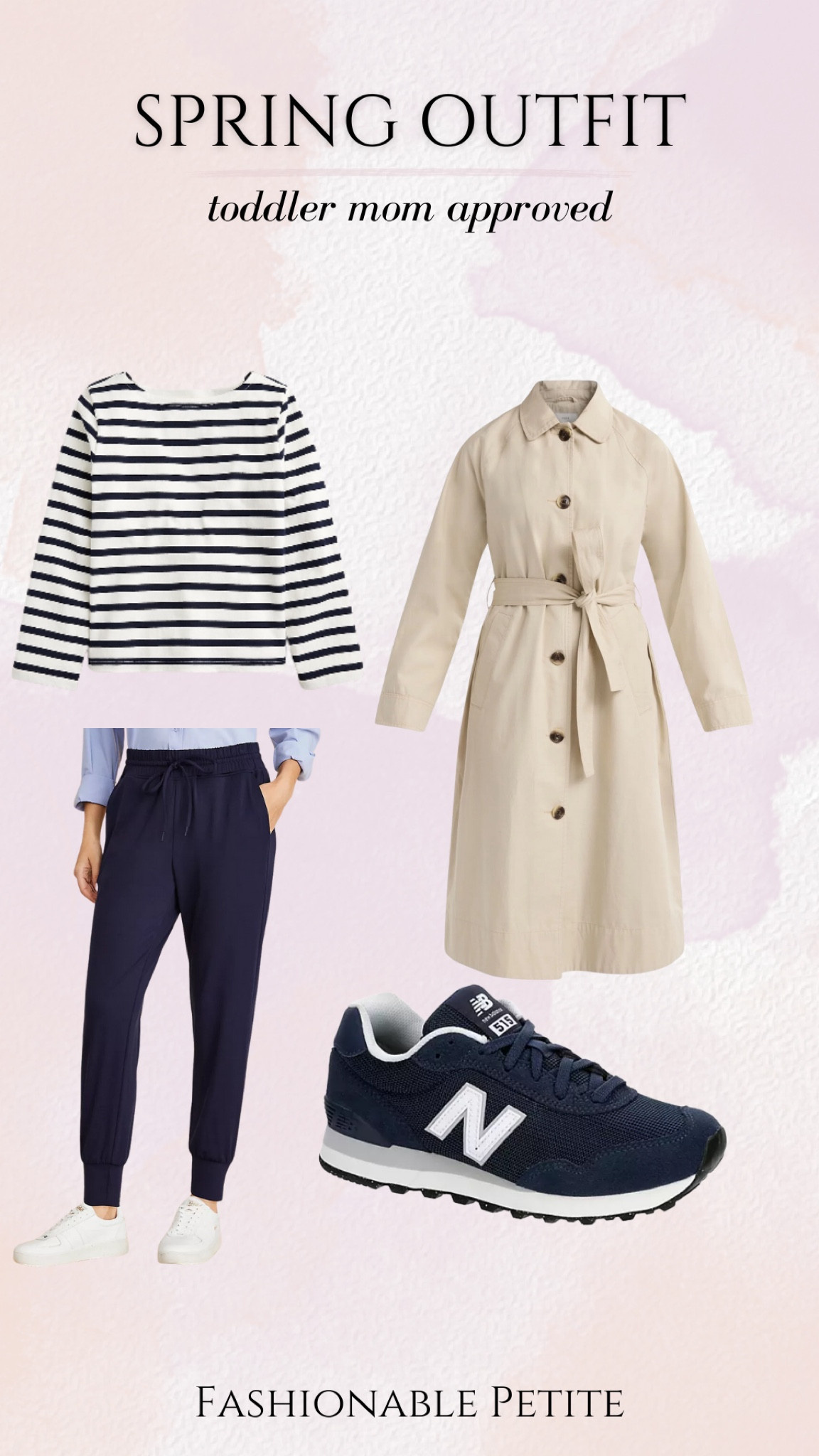 Preppy spring outfit for a mom on the go! 

Spring outfit, trench coat, joggers, stripped top, spring outfits, mom outfit 

#LTKPetite #LTKFindsUnder100 #LTKSaleAlert