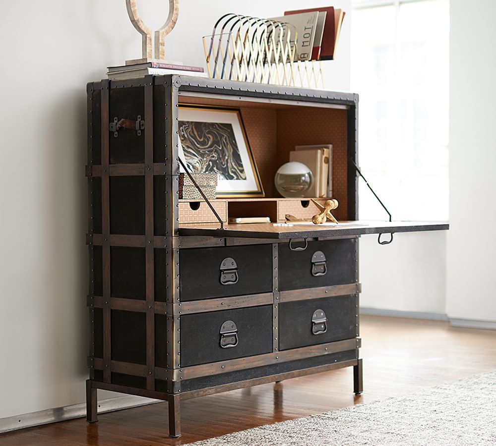 Ludlow 44.5" Trunk Secretary Desk with Drawers | Pottery Barn (US)