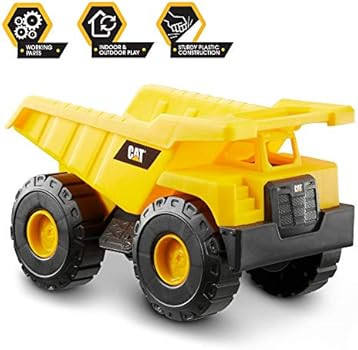 CatToysOfficial Construction 10 Inch Plastic Dump Truck Toy, Yellow, Black, 82021AZ004 | Amazon (US)