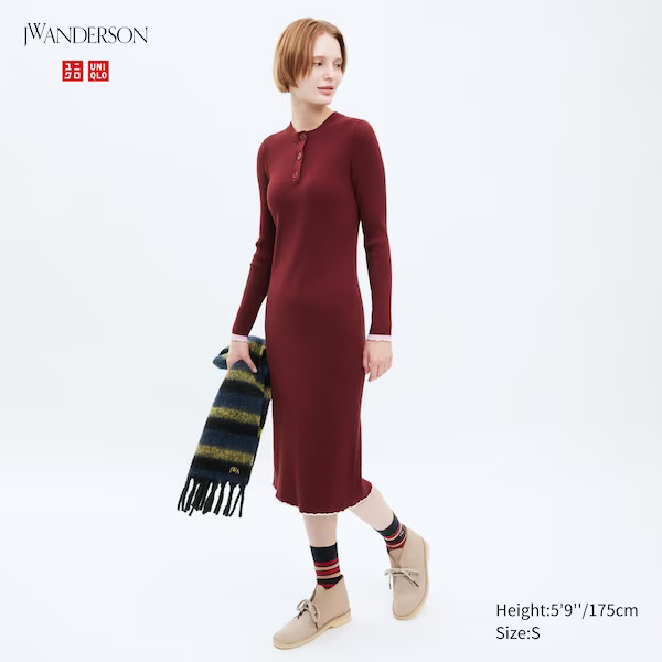 Ribbed Long-Sleeve Knit Dress | UNIQLO (US)