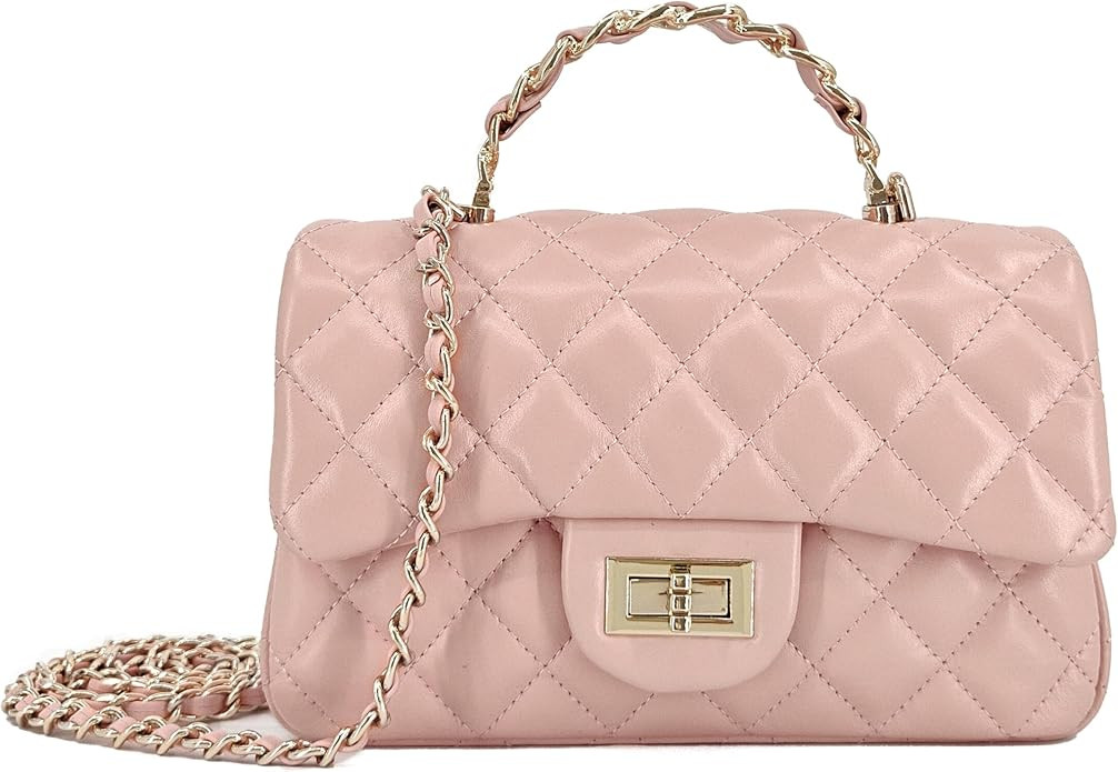 Small Quilted Crossbody Bags for Women, Soft Leather Shoulder Bag with Gold Chain Strap, Metal To... | Amazon (US)