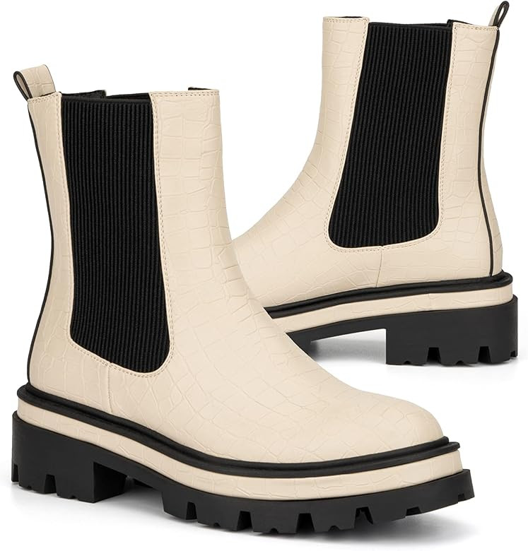 Torgeis Women's Fall Casual Easy Slip On Off Quilted Biker Engineer Combat Chelsea Ankle & Knee H... | Amazon (US)