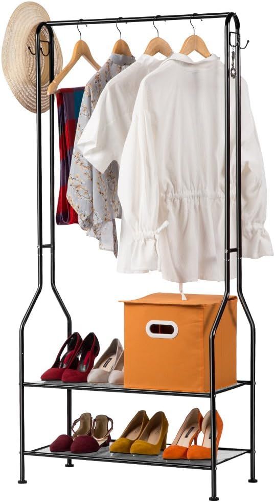 LANGRIA Heavy Duty Commercial Grade Clothing Garment Rack, 2-Tier Entryway Metal Coat Rack and Sh... | Amazon (US)