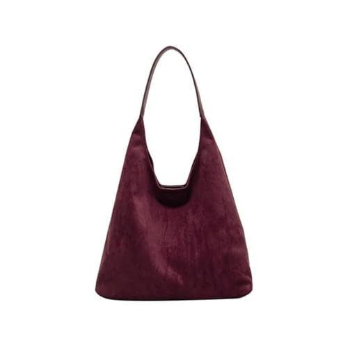Suede Hobo Bags - Trendy Women's Slouchy Tote Handbag (Burgundy) | Amazon (US)