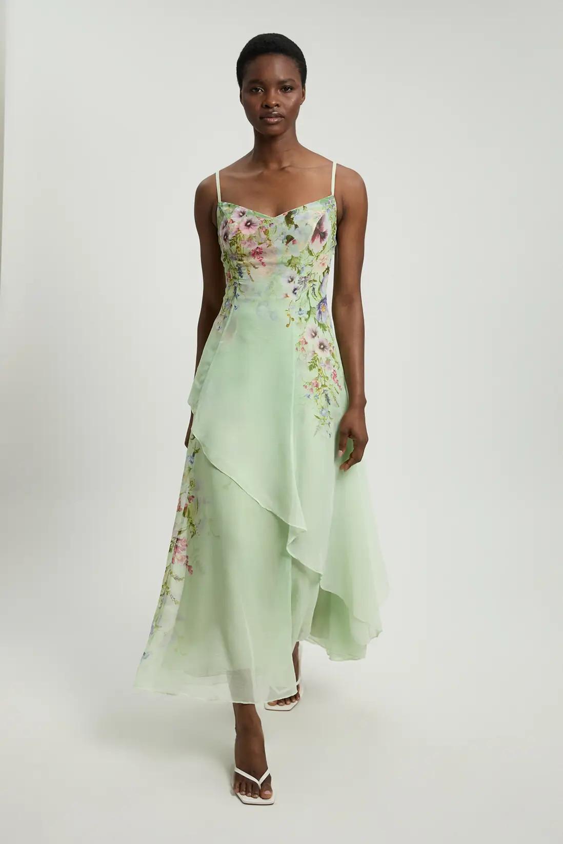 Chiffon Floral Print Strappy Woven Maxi Dress | Karen Millen