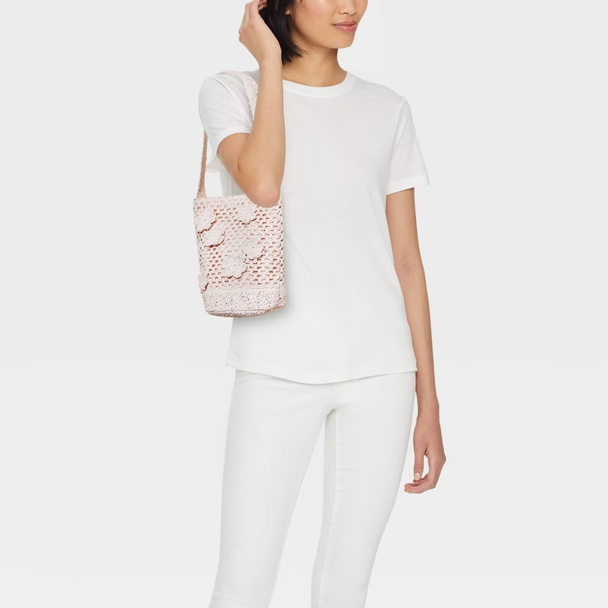 Straw Mini Floral Print Bucket Bag - A New Day™ | Target