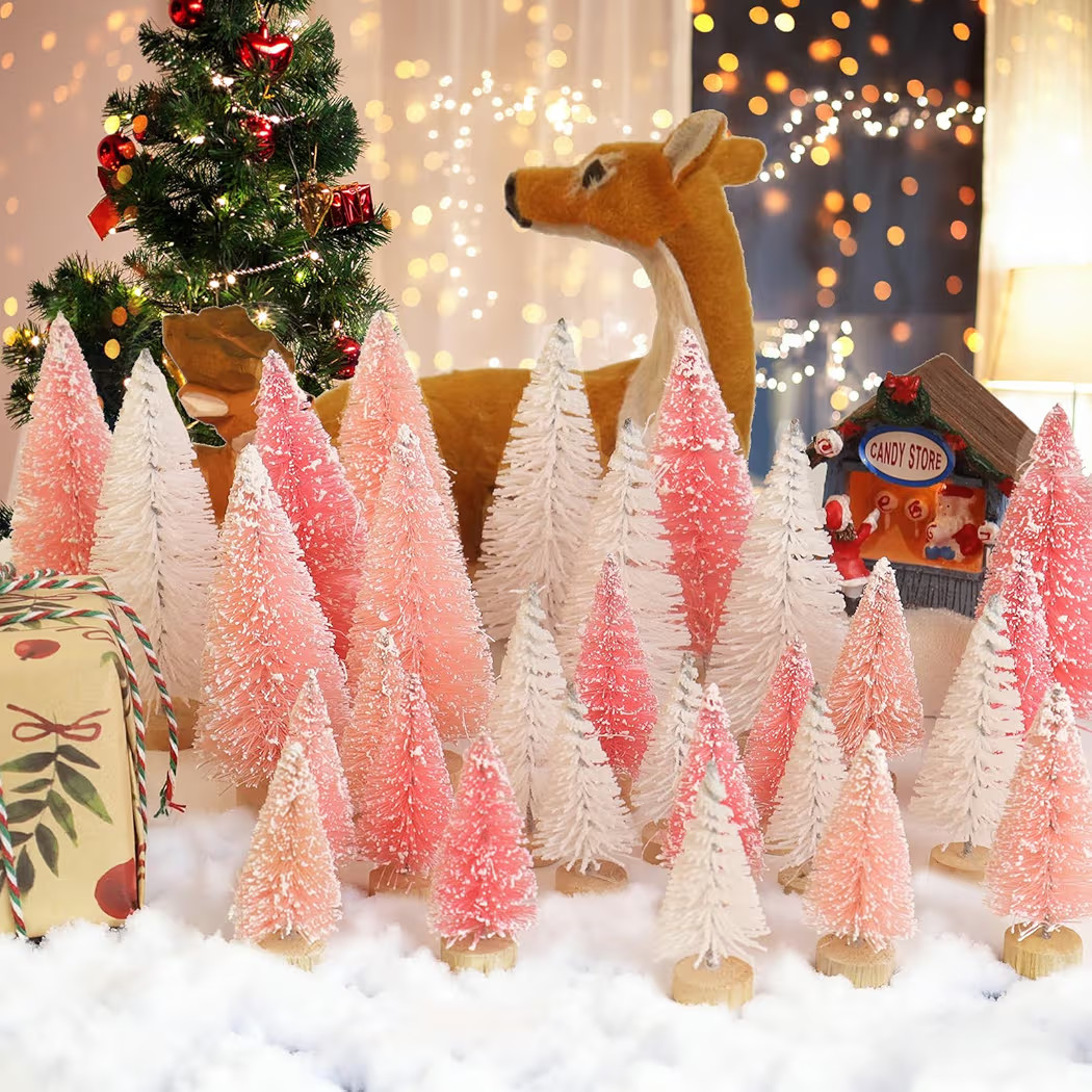 Bottle Brush Trees, Christmas Village Accessories, Xmas Village Tree, Christmas Decorations Indoo... | Amazon (US)