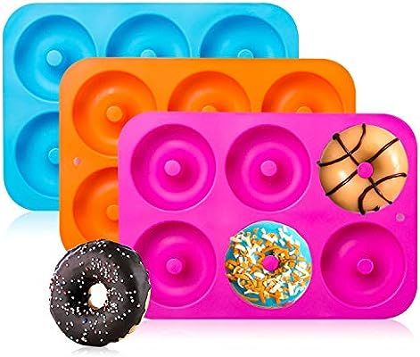 3-Pack Silicone Donut Baking Pan of 100% Nonstick Silicone. BPA Free Mold Sheet Tray. Makes Perfe... | Amazon (US)