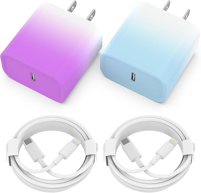Phone Charger, 2 Pack 20W PD USB C Wall Fast Charger Adapter with 2 Pack 6FT Type C to Lightning ... | Amazon (US)