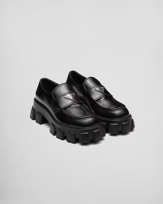 Monolith brushed leather loafers | Prada Spa US