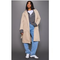 Beige Wool Look Oversized Coat | PrettyLittleThing US