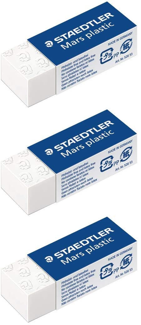 STAEDTLER Mars Plastic Eraser Pack Of 3 Plastic Mini, White | Amazon (US)