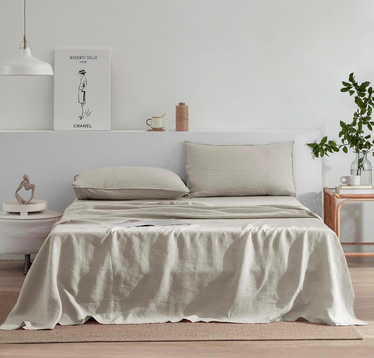 EVERLY Linen Sheets Set Queen Size, 100% French Stonewash Pure Linen, 4 Pieces (1 Flat Sheet, 1 Fitted Sheet, 2 Pillowcases), Deep Pocket Natural Bedding Set, Not Dyed, Suitable for Hot Sleepers

Cute bedding
Homegoods

#LTKHome