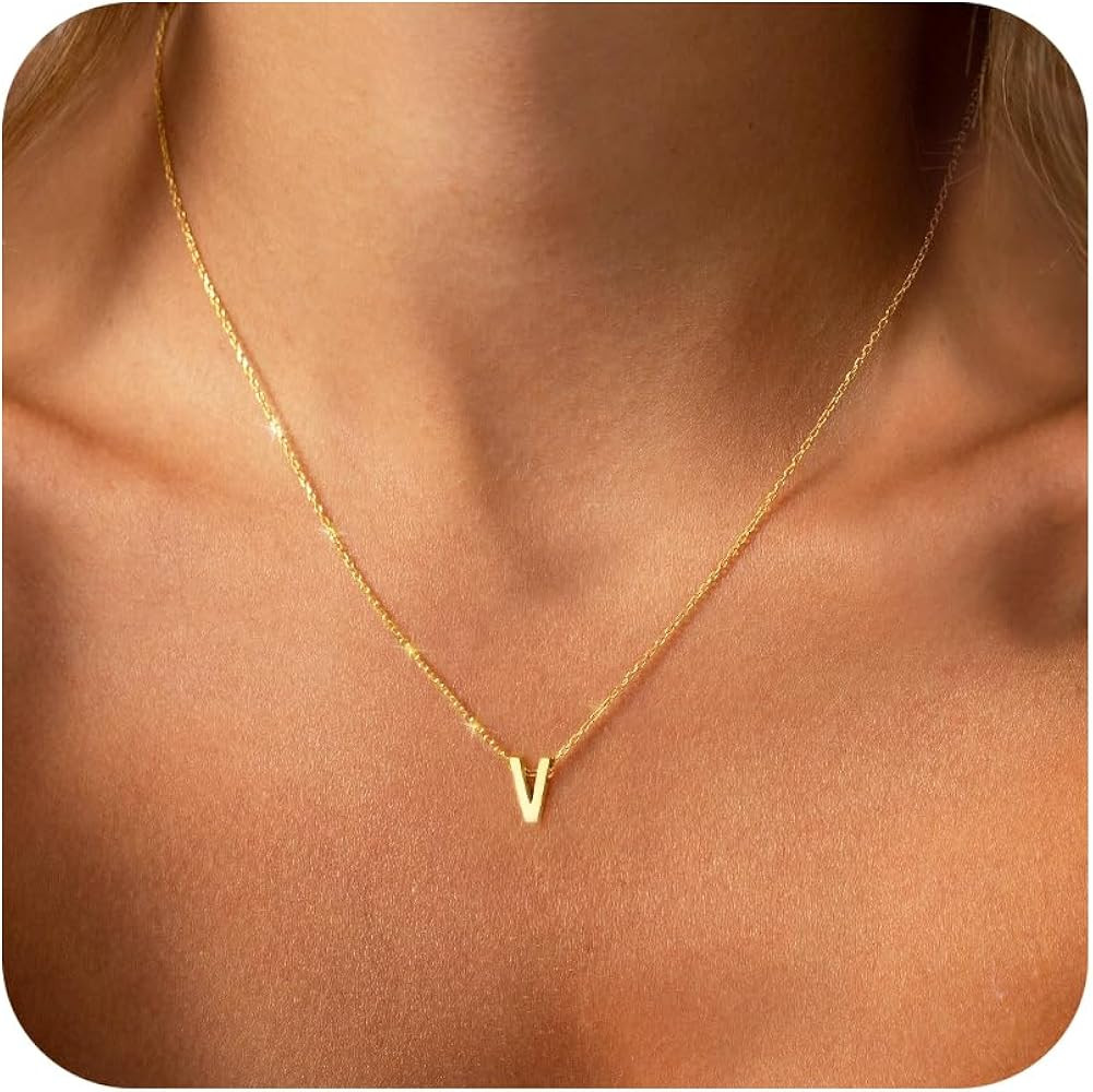 Initial Necklace for Women - Dainty 18K Gold Plated Initial Necklace Tiny A-Z Pendant Choker Neck... | Amazon (US)