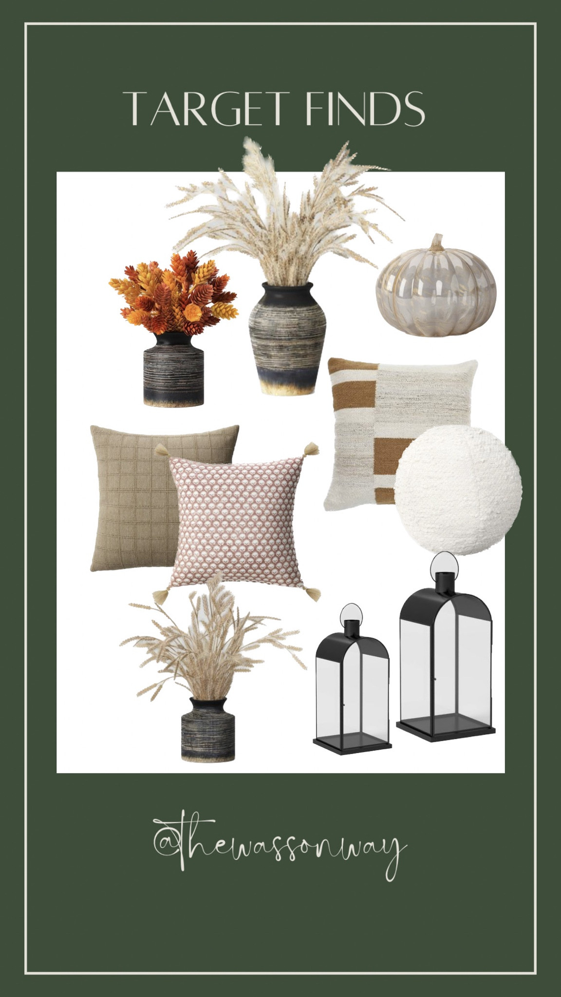 Target fall drop, neutral home, home decor on a budget, black metal lanterns, throw pillows, block print pillows, glass pumpkin, arrangements, fall arrangement, wheat grass arrangement, hops arrangement, fall stems, fall decor, fall inspo, outdoor/indoor lanterns, boucle pillow, black vases

#LTKunder100 #LTKhome #LTKSeasonal