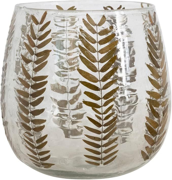 Creative Co-Op Hand-Blown Glass Candle Holder with Embedded Natural Botanical | Amazon (US)