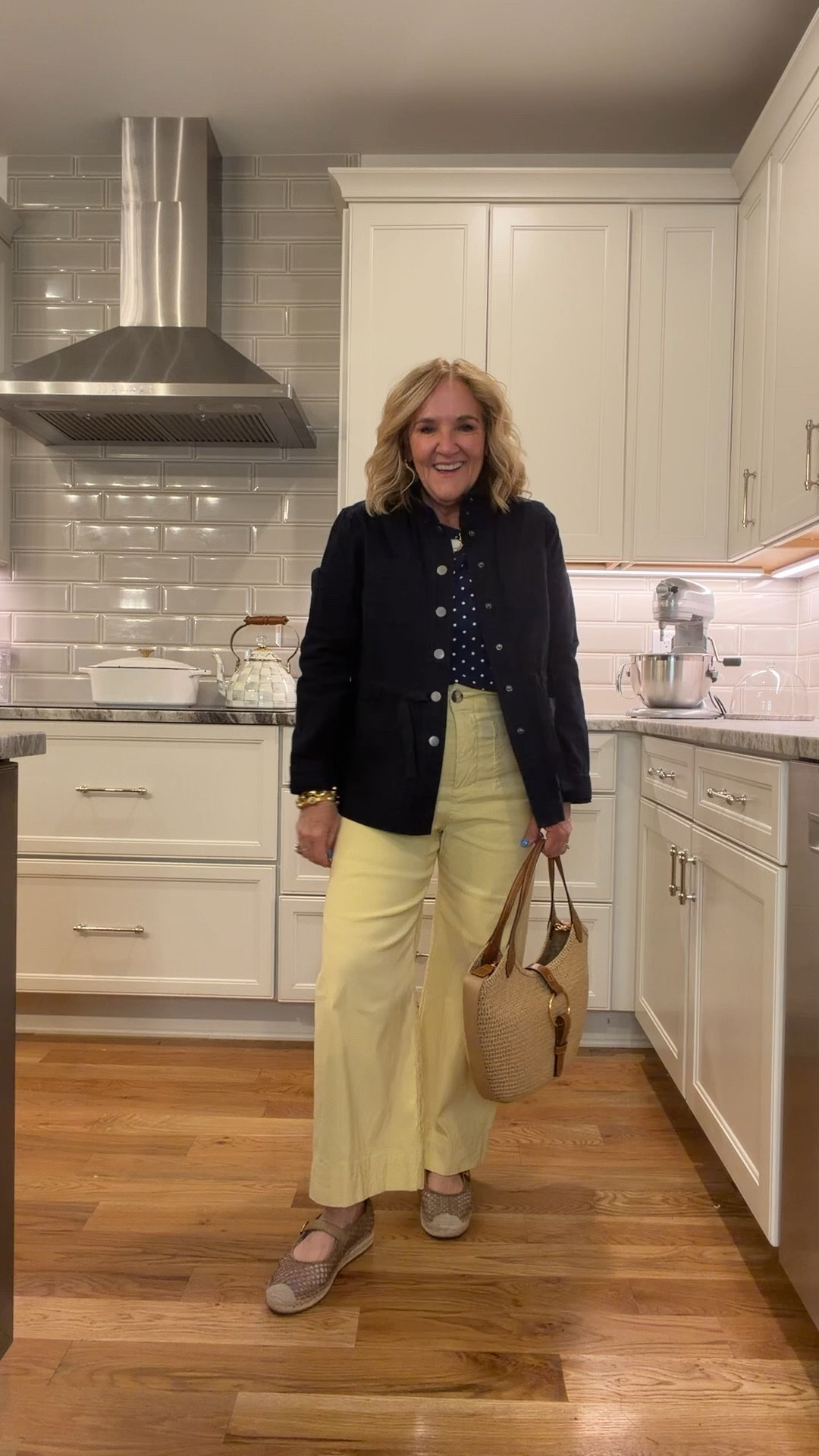 Talbots sale! 
Talbots jacket and polka dot tee size medium petite 
Anthro Colette pants 29 petite this is last years yellow. This years is a bit softer yellow. 

#LTKPetite #LTKOver40 #LTKSaleAlert