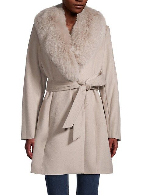 Sofia Cashmere Fox Fur-Collar Wool-Blend Coat on SALE | Saks OFF 5TH | Saks Fifth Avenue OFF 5TH