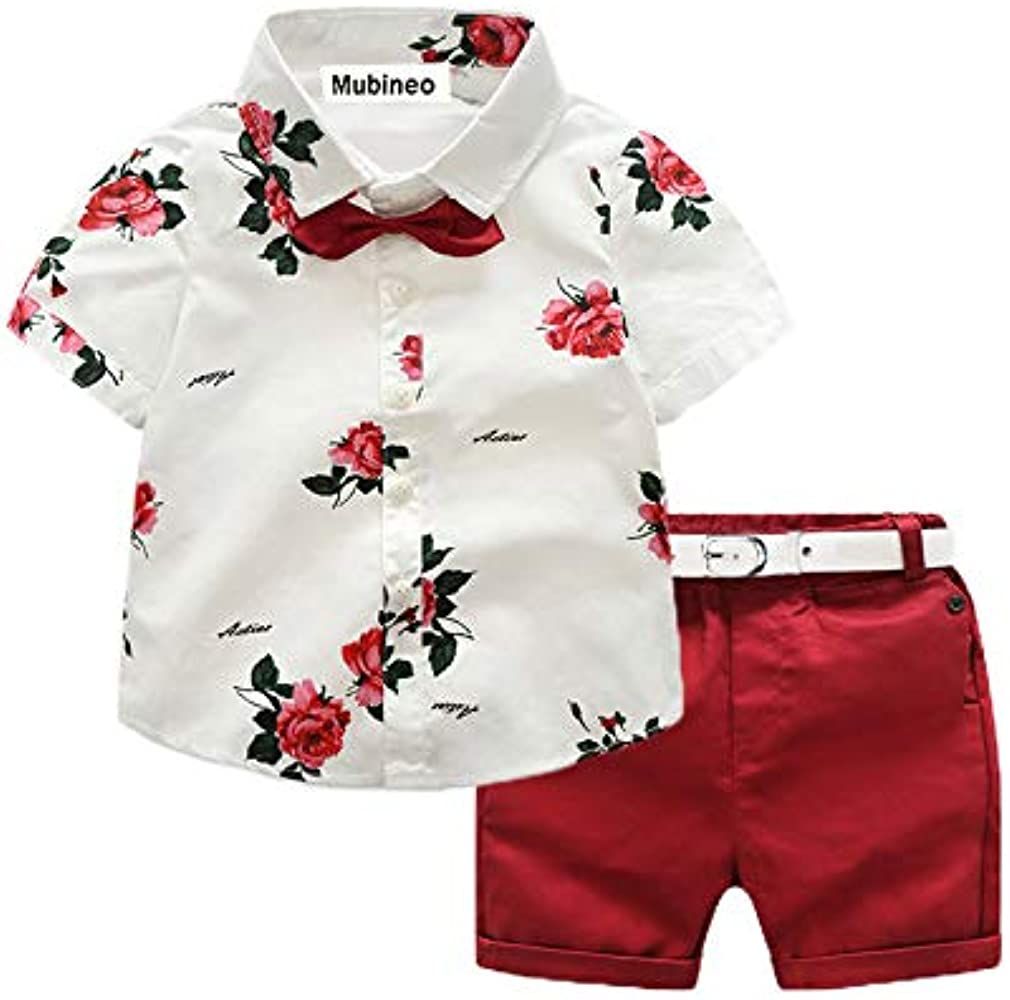 Toddler Little Boy Kids Summer Floral Shirt Bermuda Shorts Outfit Set Clothes | Amazon (US)