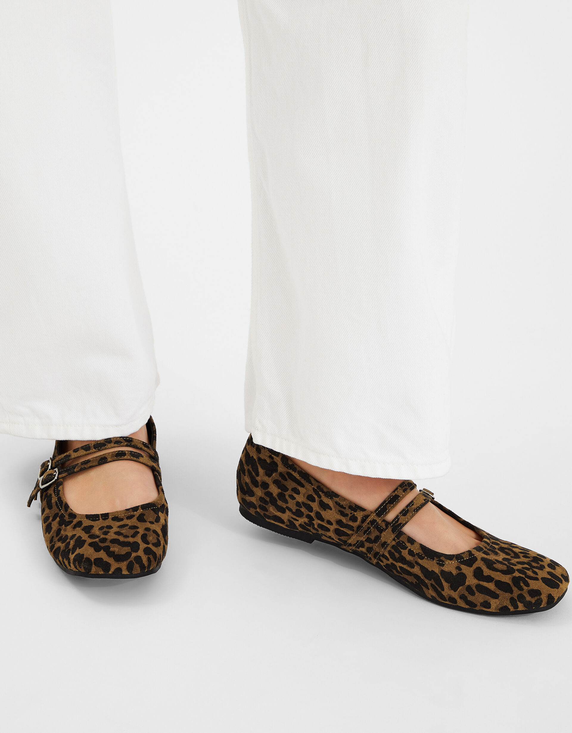 Leopard Print Buckle Ballet Flats Leopard | Accessorize (Global)