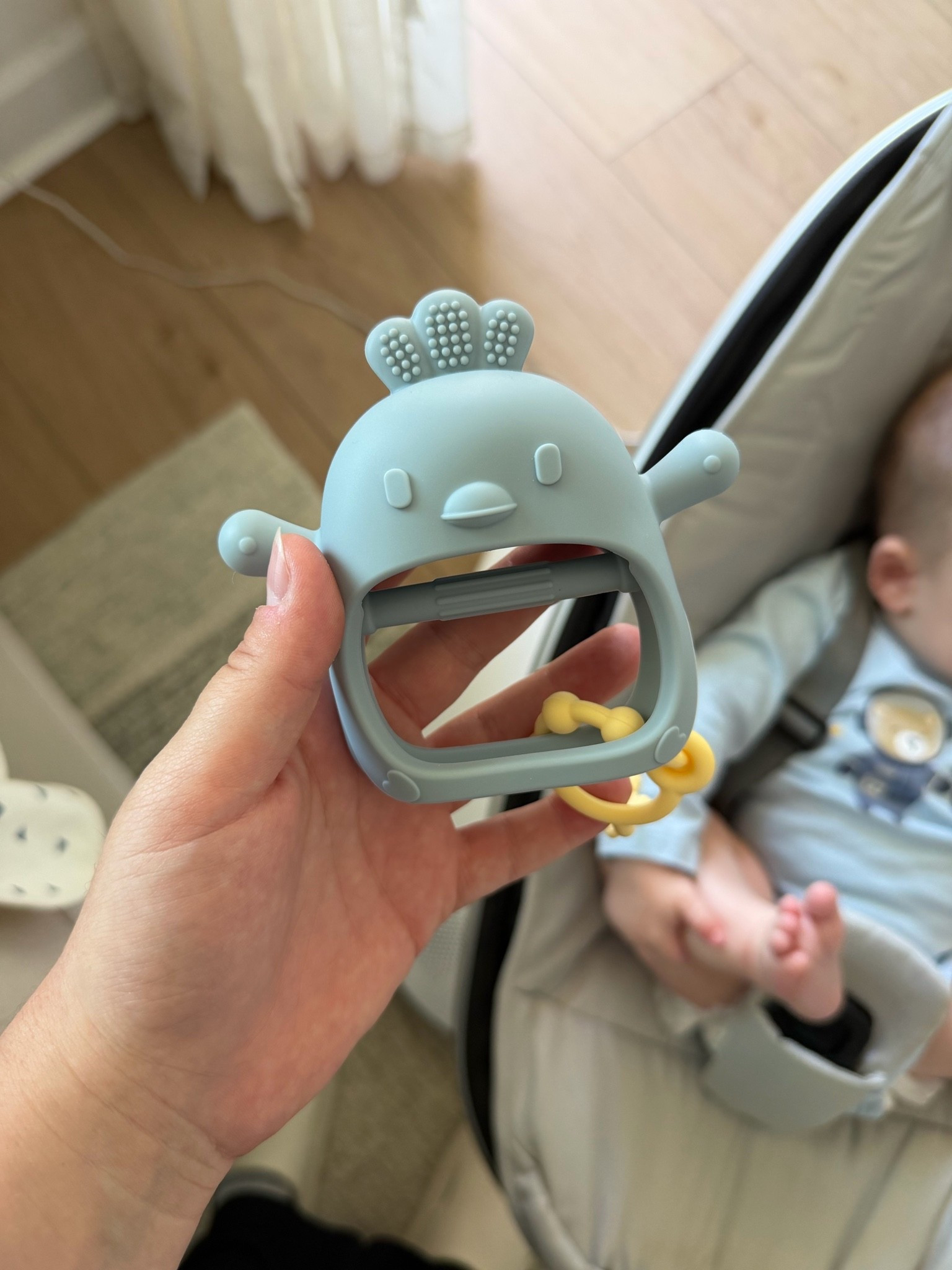 A couple things Ollie is really into right now. He just learned how to throw everything, so those little bungee straps are suddenly very important in our house 😂 and this chicken teether has also been getting a lot of love lately. 
—

baby teether, chicken teether, baby teething toy, infant teether, easy grip baby toy, baby toy with handle, sensory teether, baby chew toy, 5 month old baby toys, baby favorites, current baby favorites, infant toys, teething baby essentials, baby toy recommendations, baby products we use, toy straps, baby toy straps, stroller toy straps, bungee toy straps, baby toy tether, drop prevention toy straps, baby essentials, first time mom baby finds, Amazon baby finds, baby must haves

#LTKmomlife #LTKBaby #LTKKids