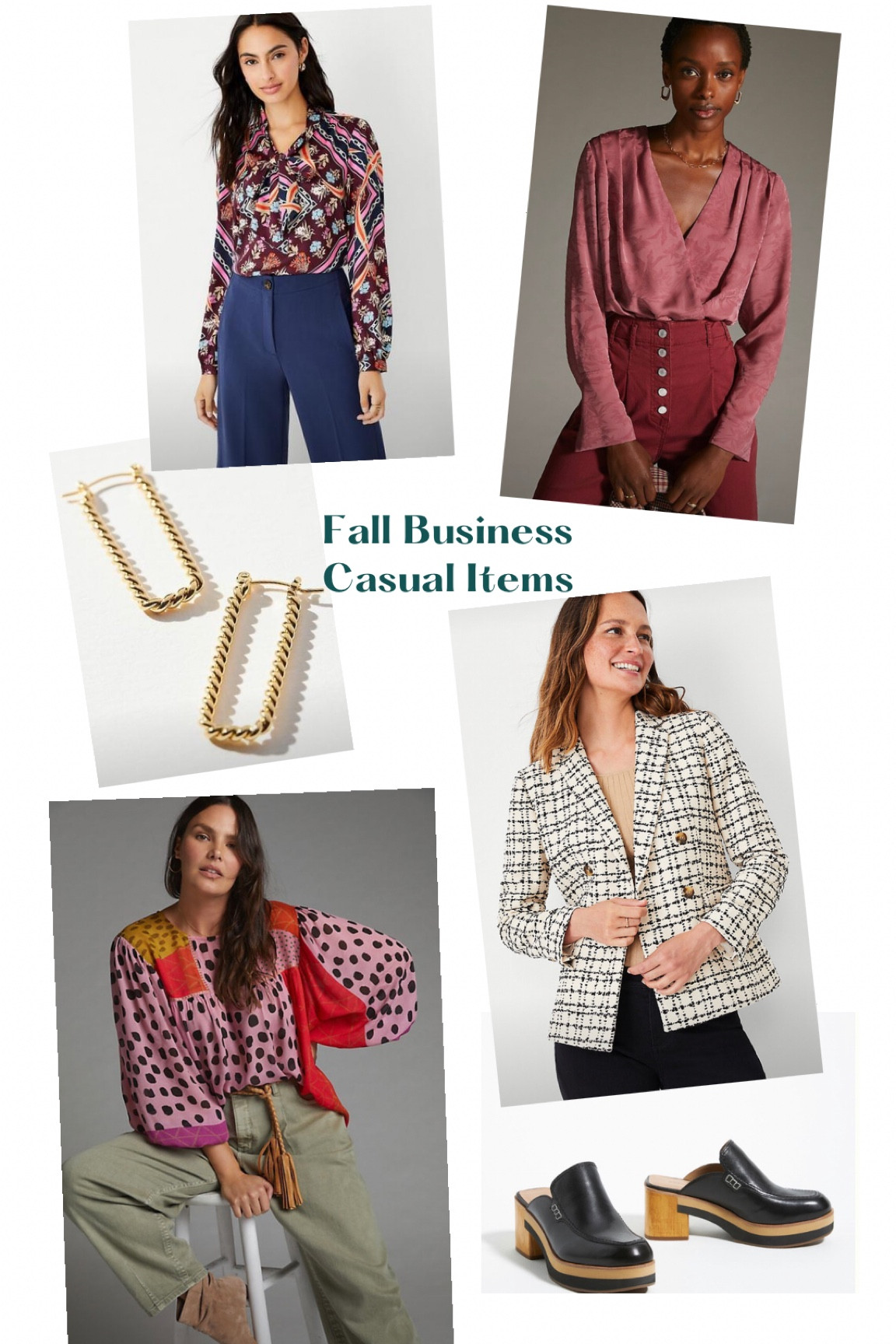 I ordered these items for a photo shoot, but I’ll also be wearing them to work & social events. The jacket is true to size, if not slightly large. And I’m very excited about these clogs—been on the lookout for a good pair for several years now and I love the platform/heel/color-blocking features. You can tell I have a preferred color palette! 😁 

I also added some Jcrew pieces I wear at least 1-2 a week. Can’t go wrong with a classic white button-down (perfect for WFH), an easy sandal heel and a great fitting work pant. 

#WFH 

#LTKcurves #LTKworkwear #LTKSeasonal