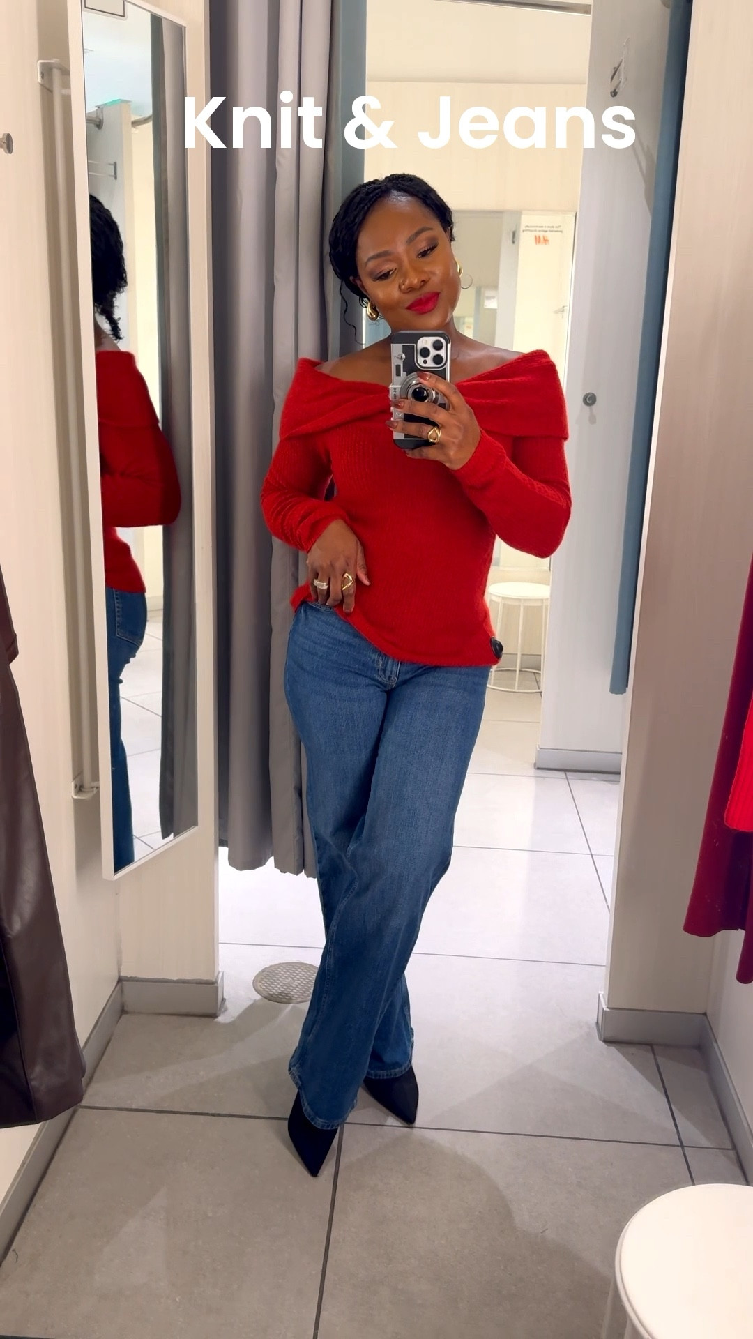 Off shoulder knit top and jeans. Casual chic holiday outfit ideas. Shop the look. #holidayoutfit #thanksgivingoutfit #holidaysweater 

#LTKSeasonal #LTKFindsUnder100 #LTKHoliday