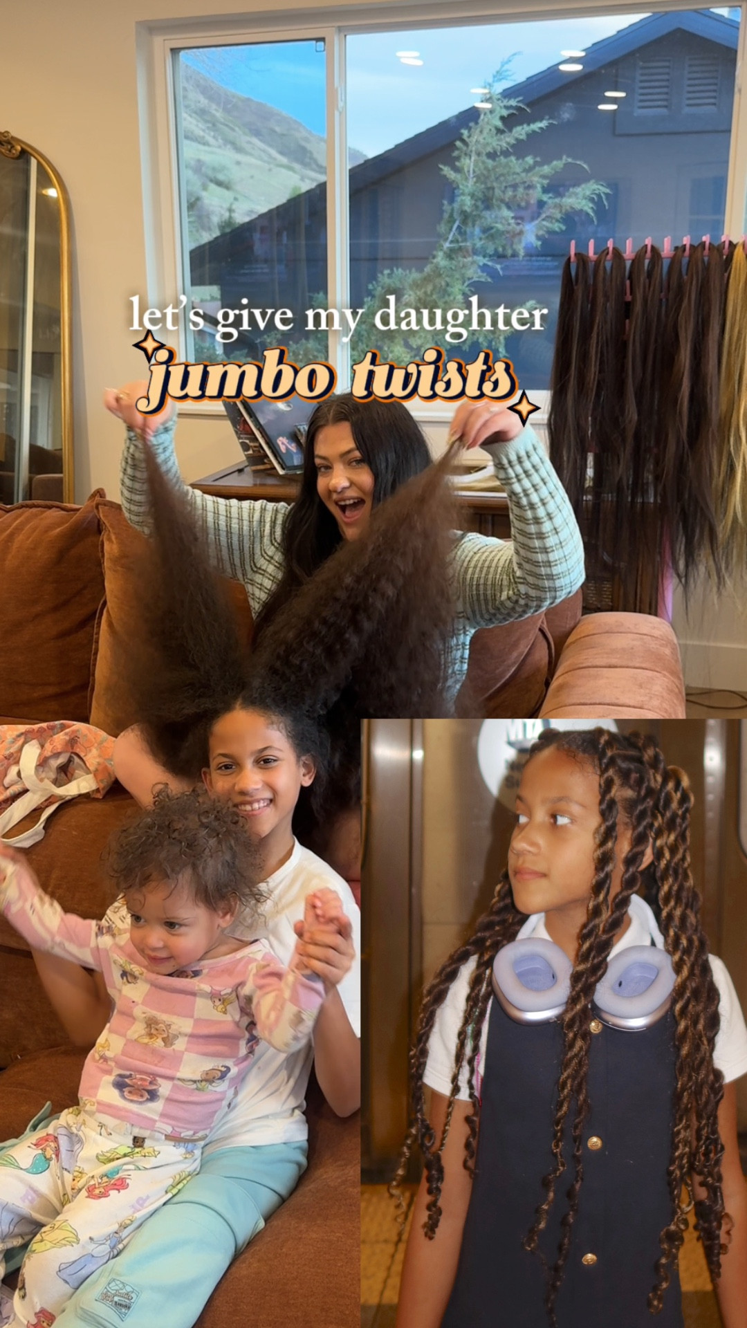 jumbo twists hairstyle on my daughter’s 3c hair 🤎 #curlyhair #braidstyles