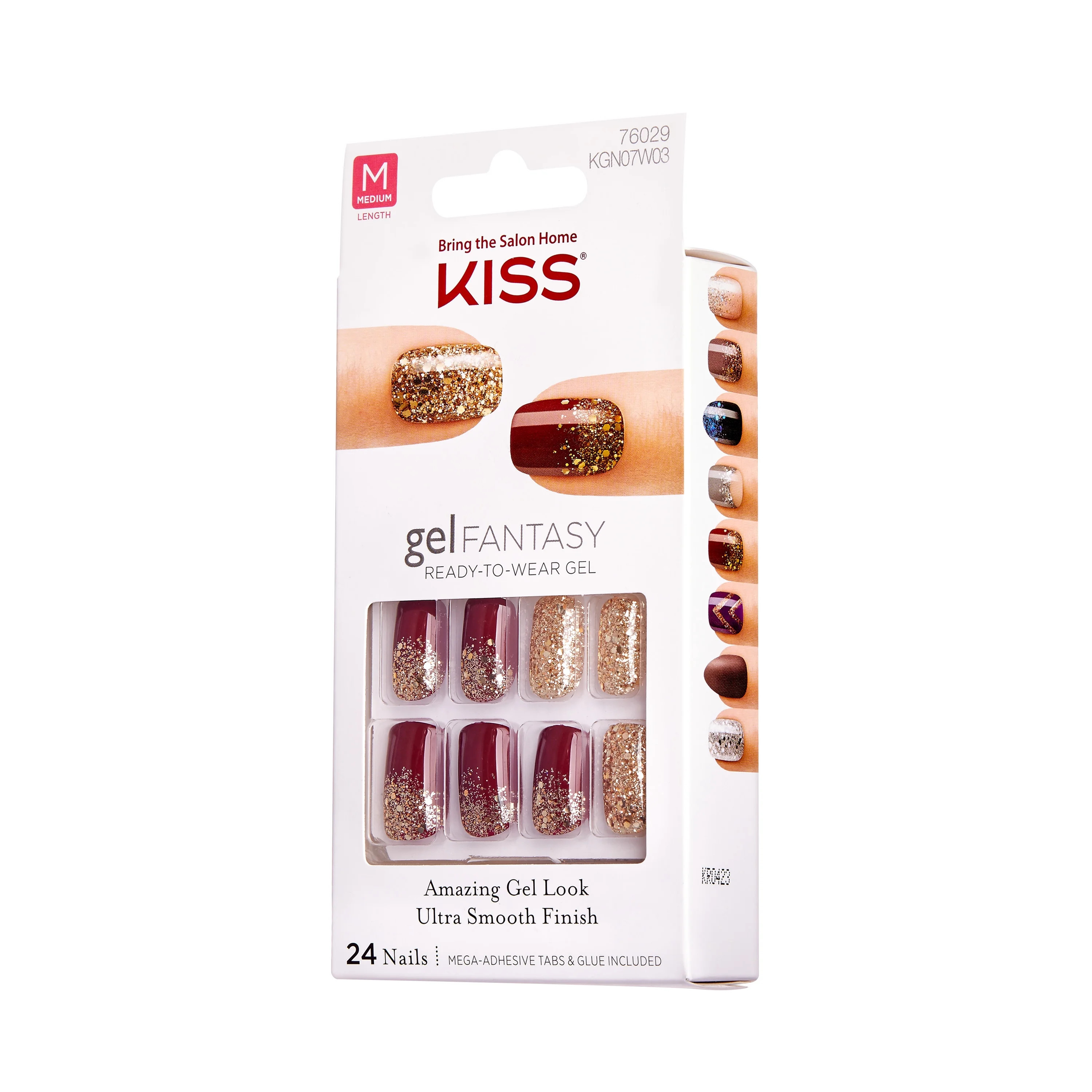 KISS Gel Fantasy Ready-To-Wear Gel Artificial Nail Kit, KGN07, 24 Nails | Walmart (US)