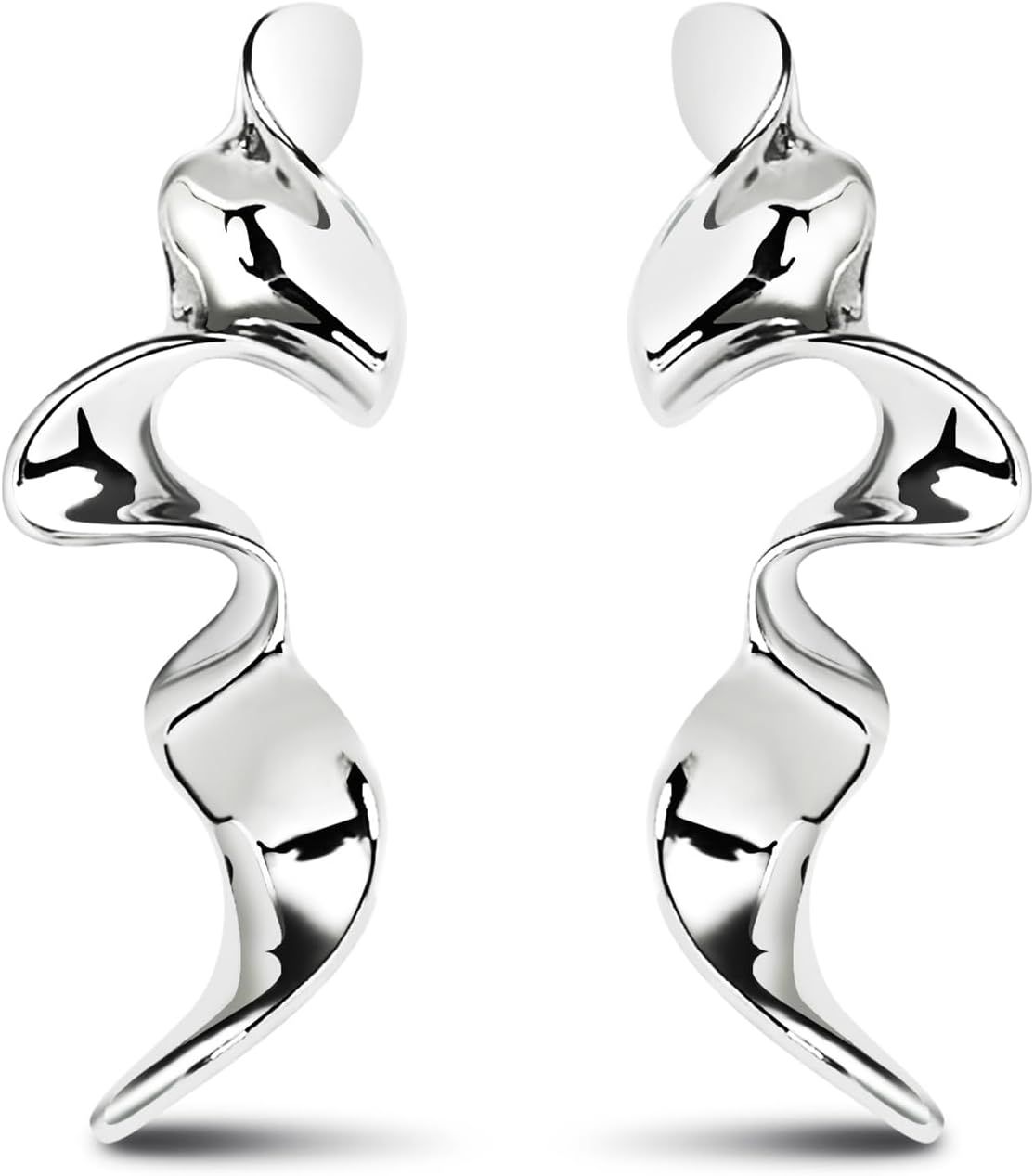 Stunning Spiral Geometric Sterling Silver Dangle Earrings for Women - Elegant Statement Jewelry | Amazon (US)